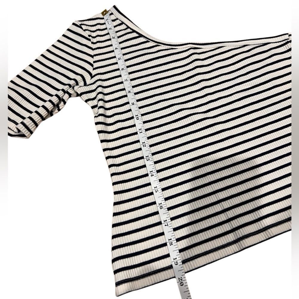 RITA ROW Ras Striped Blue Top One-Shoulder Size Large - Picture 10 of 15